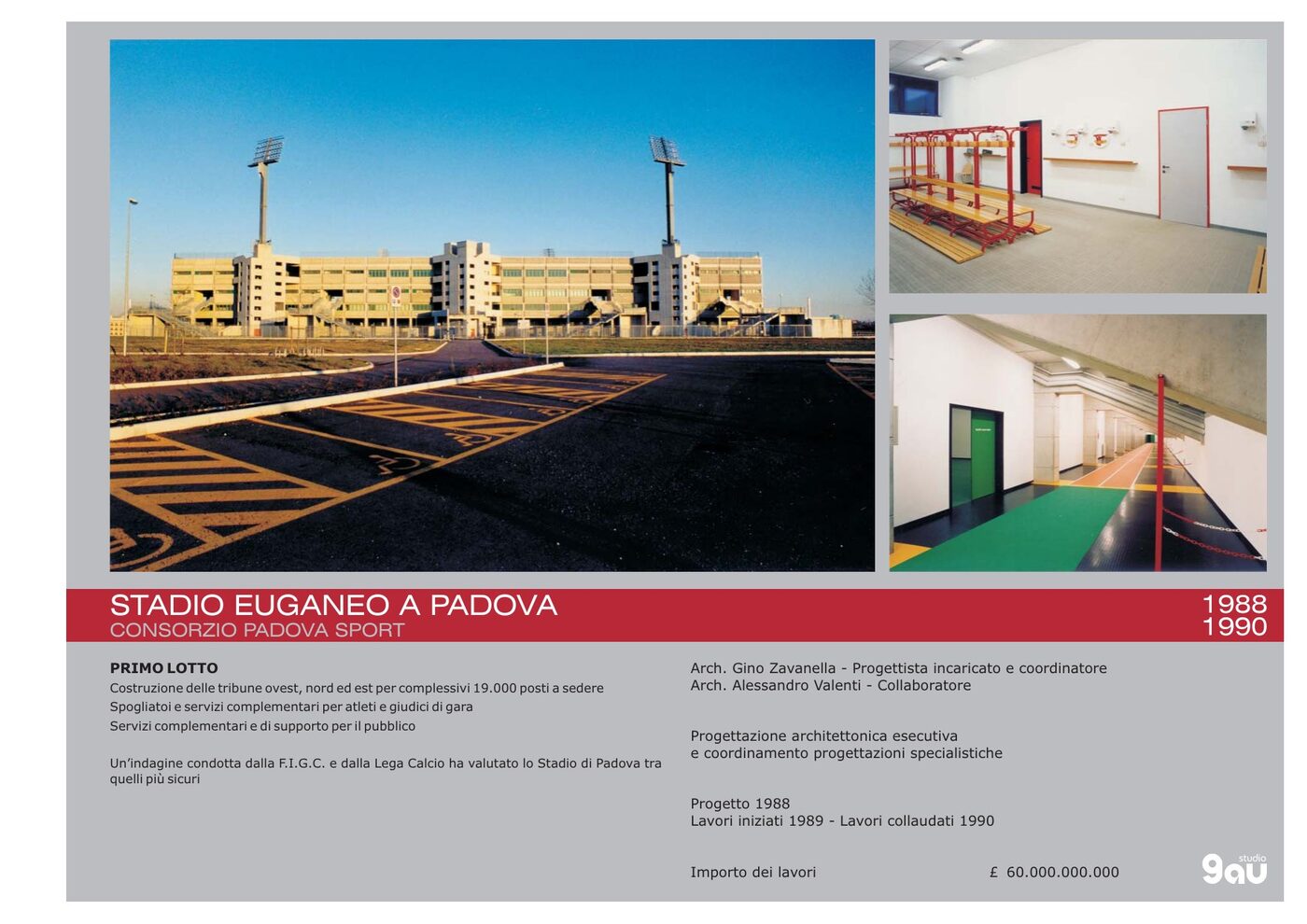 Stadio Euganeo a Padova: tribune e servizi del primo lotto